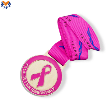 Custom pink ribbon cancer medals