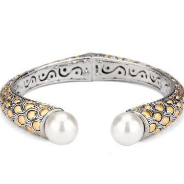 Fashion Jewelry Gold Plated Cuff Bracelet with Pearl