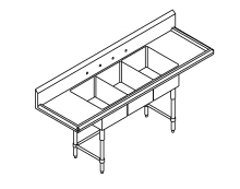 Commercial Kitchen Stainless Steel Three Compartment Sink