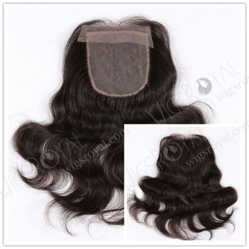 China wholesale invisible knots wavy malaysian silk top closure