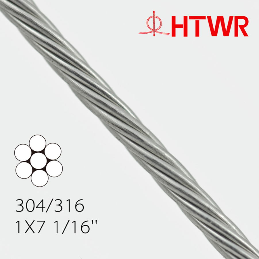 Cable de aeronave de acero inoxidable 7x7 316 304 RRW410