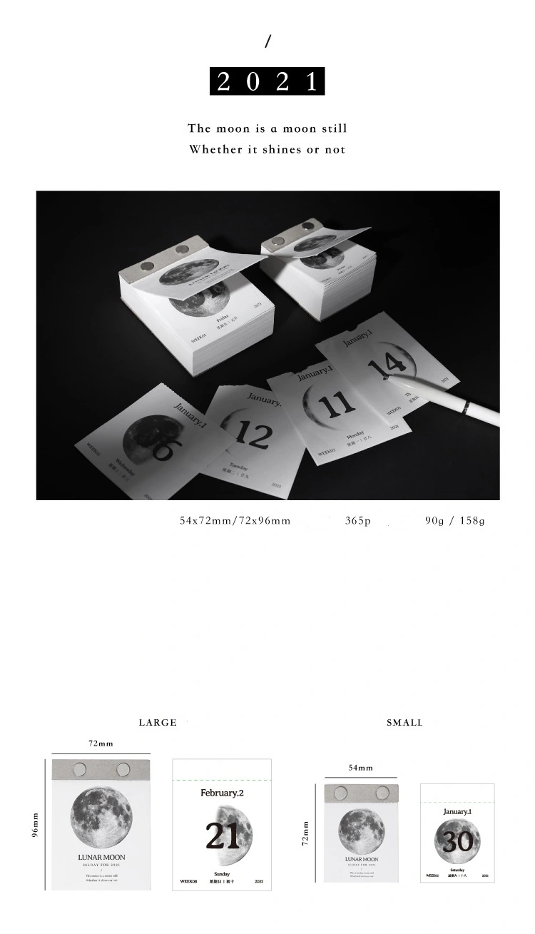 Lunar Moon Printing Design Retro Tearable Daily Calendar