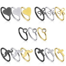 BCR Ring with Heart Bow Cross Moustache