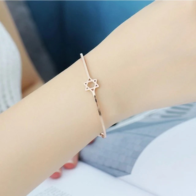 Fashion Open Rose Gold Six-Pointed Star Five-Pointed Star Bracelet Wholesale
