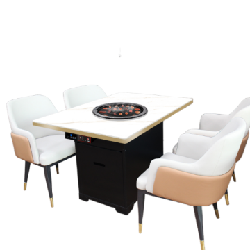 Commercial solid wood smokeless grill pan dining table