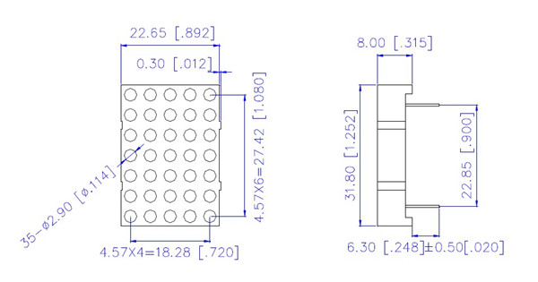 Through Hole DIP 64x64mm Dot Matrix LED Display Red Green Blue Orange 16x16 dotLED Matrix Display  for Indoor Advertising Media