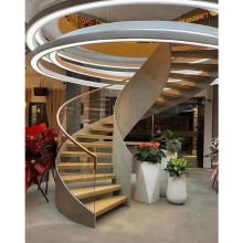 Curved Staircase Design: Luxury, Modern Open Riser Wood Treads for Round Stairs - Pricing Details