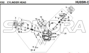 E02 CYLINDER HEAD for HU05W-C MIO 50 Spare Part Top Quality