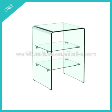 there tiers bent glass bookshelf hot sale