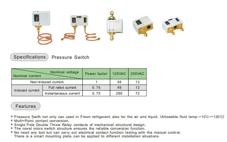 Air Control Pressure Switch for Air Compressor