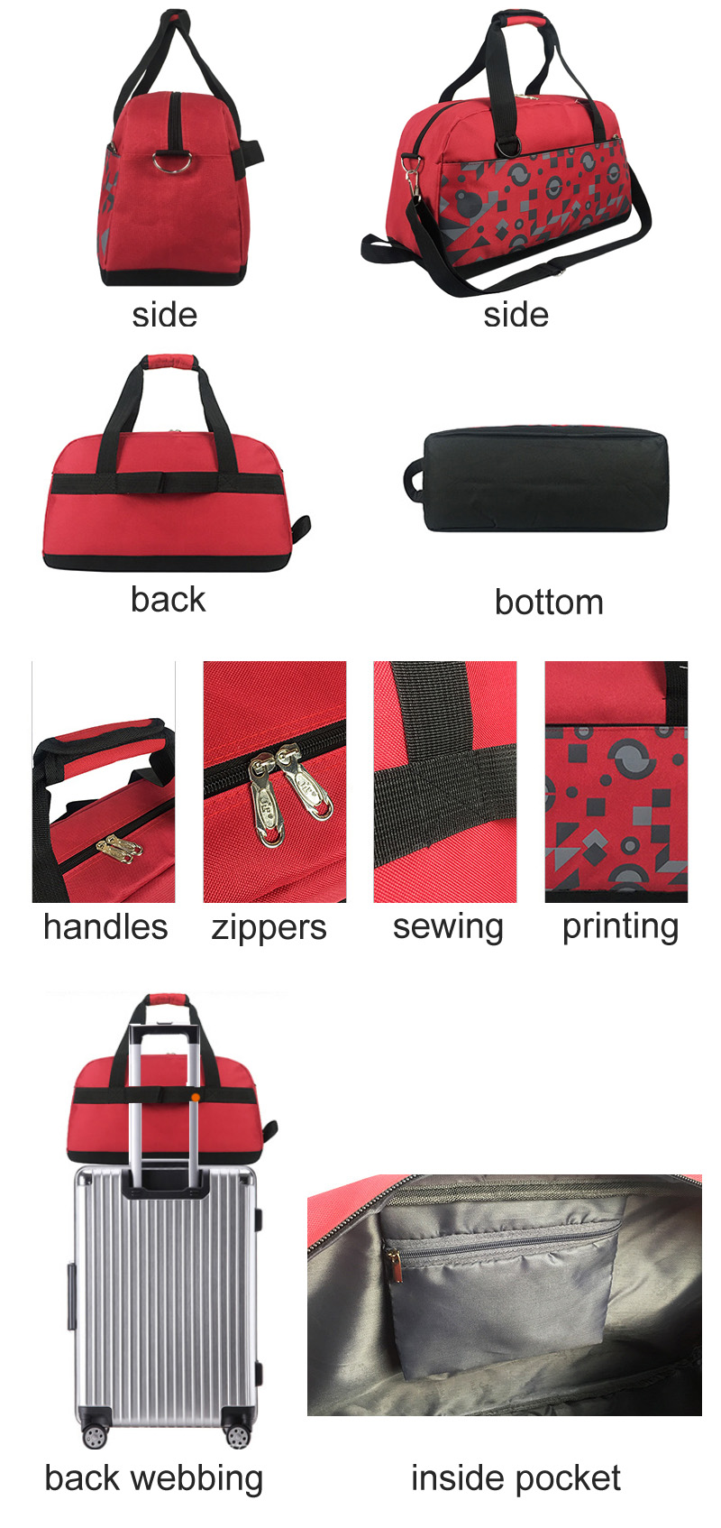 Custom Duffel Tote Overnight Bag Waterproof Sports Gym Unisex Trolley Weekend Women Travel Bags