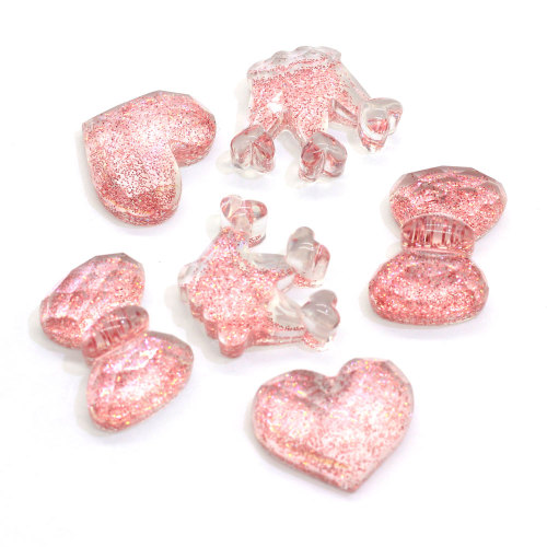 Hot Koop Hars Plat Glittery Cabochons Kawaii Hart Strik Kroon Vorm Glitter Slime Charms Cabs Voor Craft Sieraden Maken