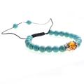 Fake Silver Crown Charm 8MM Turquoise Beaded Bracelet