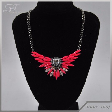 acrylic crystal wing pendant rose red diamond necklace jewellery