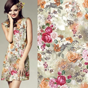 Custom Digital Printed Polyester Floral Dress Chiffon Fabric