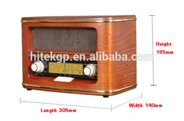 retro am/fm radio with built-in speaker