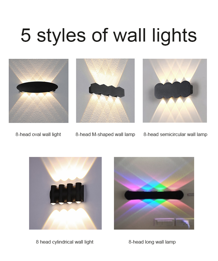 Aluminum Wall Light LED Waterproof IP65 Outdoor Wall Lamps Bedside Decoration Lighting Wall Lamp
