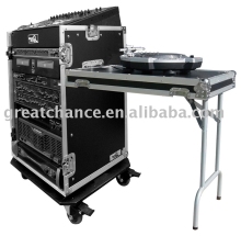 11U SLANT RACK, 16U VERTICAL RACK, WITH CASTERS AND TABLE