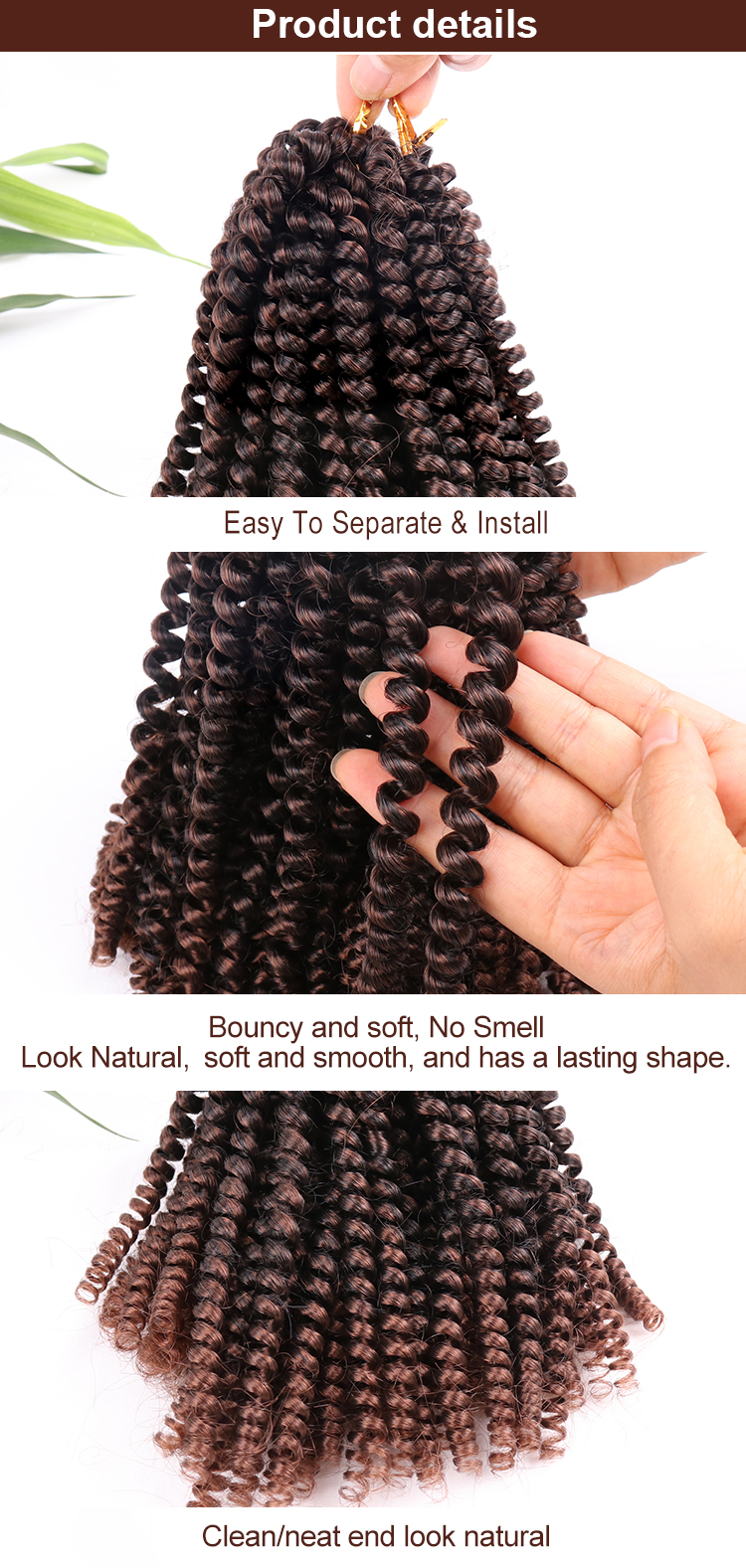 Synthetic bomb spring twist niubian suppliers Pre-looped Fluffy Passion Bomb Spring Twist Crochet Braid Hair Wholesale