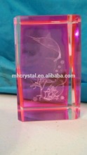 3-D Laser Etched Crystal Glass Display Cube MH-F0532