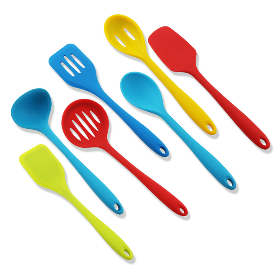 7PCS Rainbow Colored Kochen Silikon Utensil Set