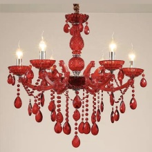 Fashion Luxury Red Glass Modern Lustre Crystal Chandelier Light For Wedding