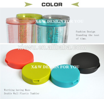 12oz leak-proof double wall plastic shaker bottle