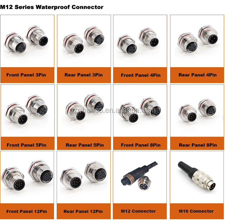 IP68 M12 2pin 4pin 8pin Nylon Waterproof Plug Socket Power Cable Connector
