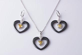 Heart Shape 925 Sterling Silver Jewelry Earrings And Neckla