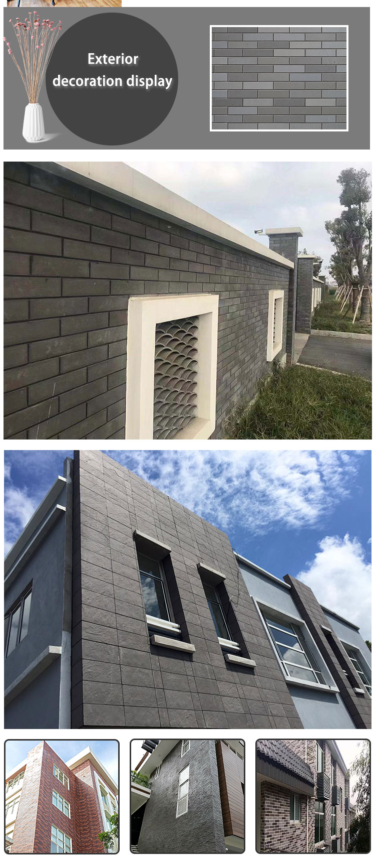 waterproof light flexible clay exterior wall cladding tile