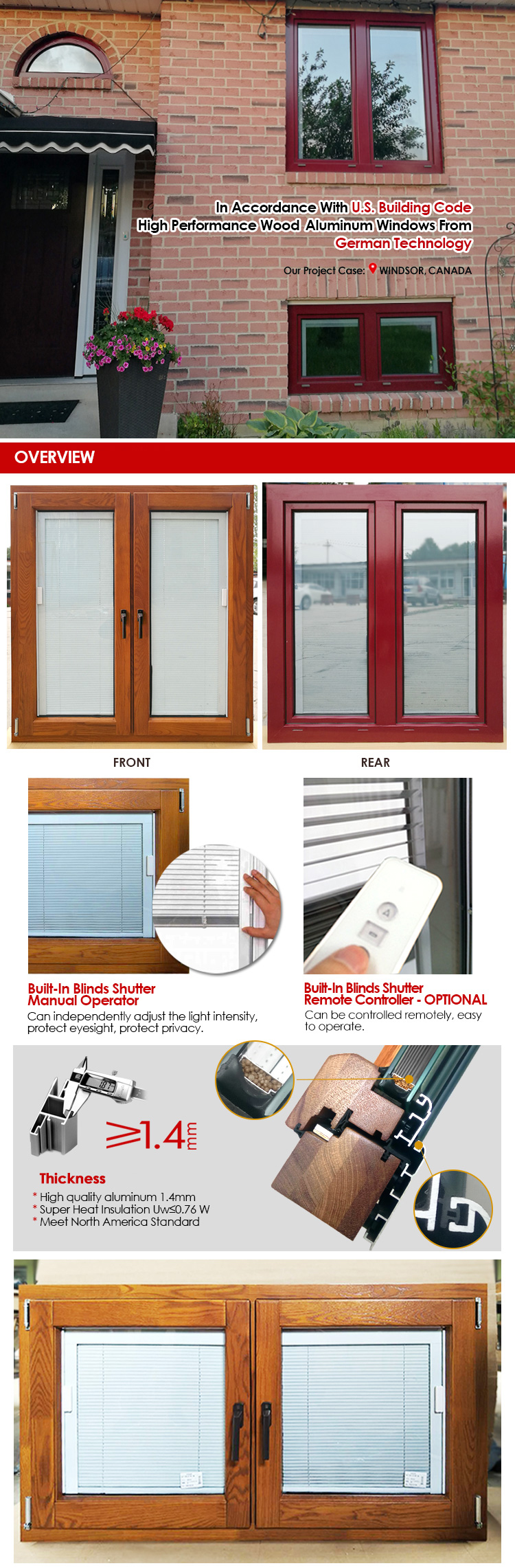 Factory direct supplied modern wooden tilt and turn window French casement windows designs