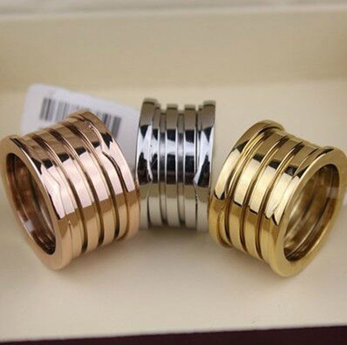 Gold Plated Five Round Spring Ring For Women