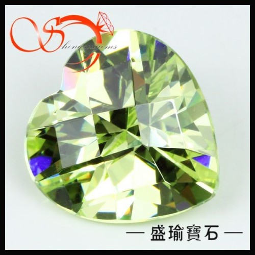 wholesale apple green heart shape synthetic loose gemstones