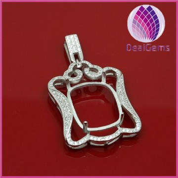 Pendant tray , 925 sterling silver pendant tray rectangle shape 16*20mm pendant tray