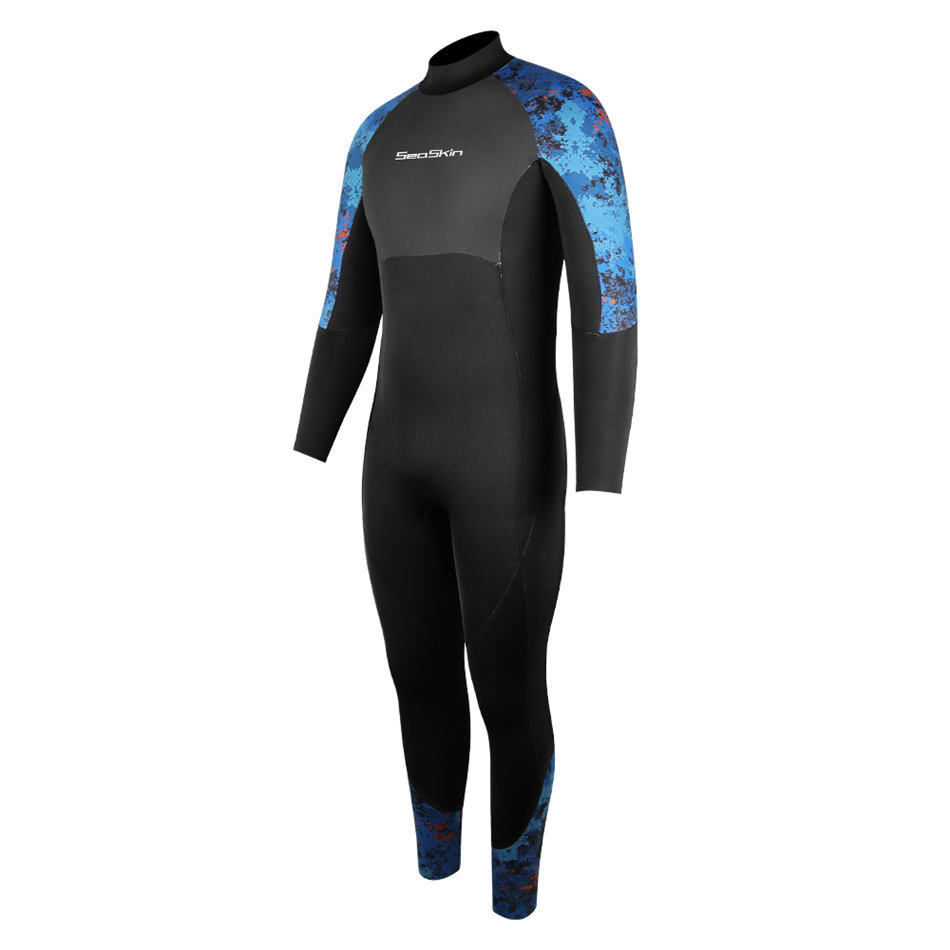 Seaskin Mens 3/2mm Yamamoto Geri Zip dalış Wetsuits