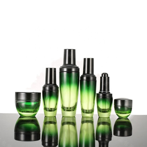 Round Clear Green Cosmetics Electroplating Glass Bottle Jars