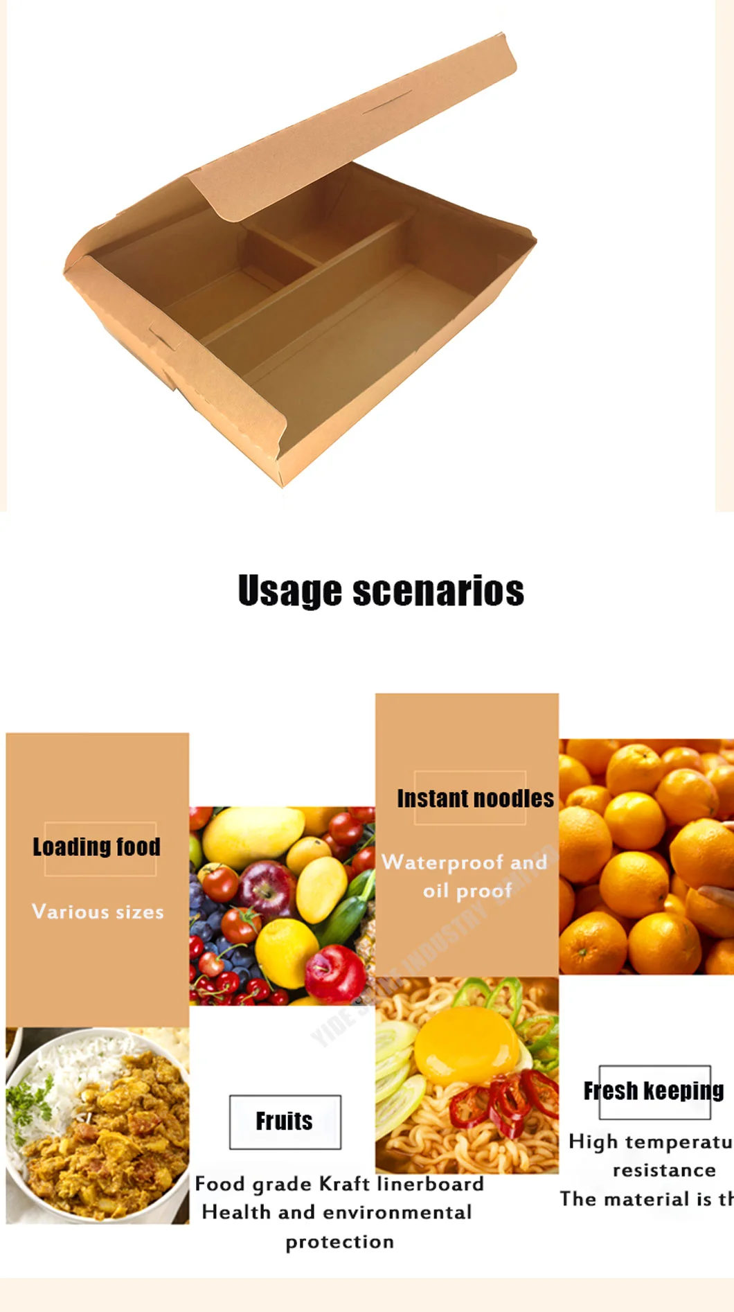 Kraft Paper Take out Food Containers with 5 Compartments