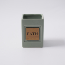 Pottery toilet brush holder gold foaming soap dispenser