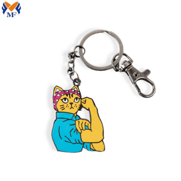 Custom hard enamel cat keyring