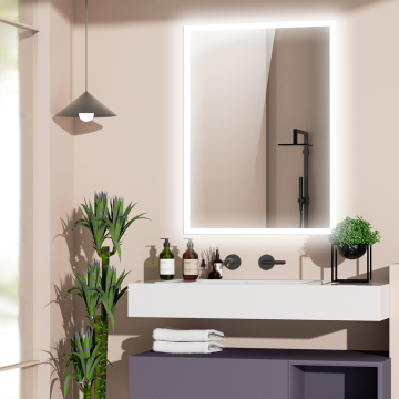 Durable bathroom led backlit mirror