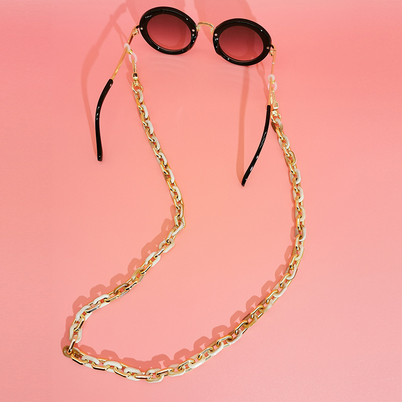 gold bold thick CCB stitching chain acrylic glasses chain, marble pattern gold maskes glasses chain