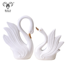 White Ceramic Swan Home Decor