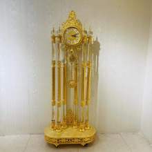 Luxury Crystal and Marble Golden Copper Standing Grandfather Clock