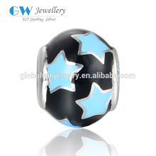 Fashion Black Ball Silver Charm Star Bracelet Charm Globalwin