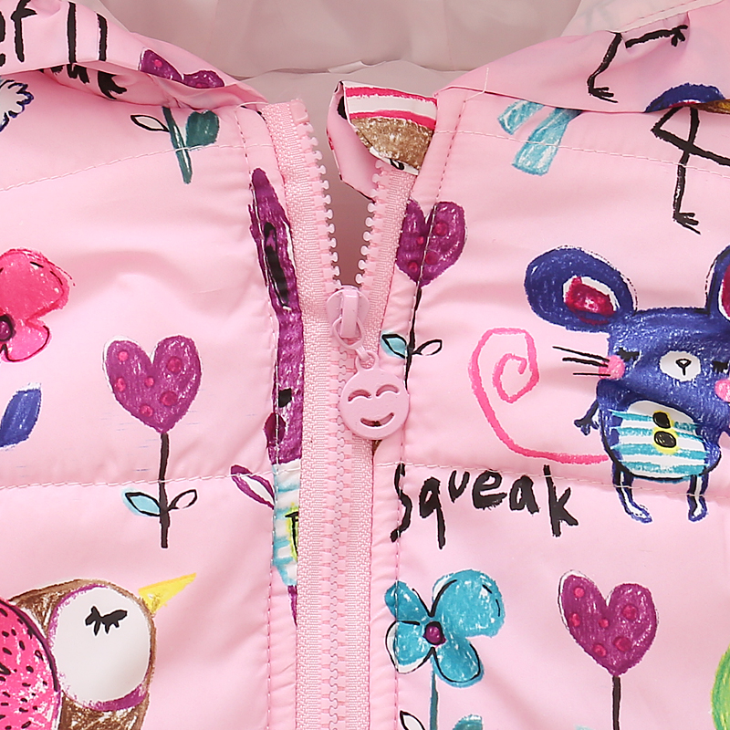 Children Clothing Winter Outerwear&Coats Animal Graffiti Thick Princess Girls Vest Hooded Kids Jackets Baby Girl Warm Waistcoat