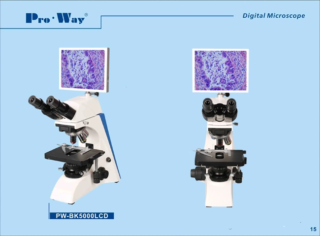 Professionell LCD Digital Screen Biologisk mikroskop med programvara (PW-BK5000LCD)