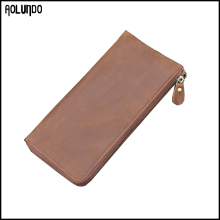 Top grade real leather clutches zipper walelt for men
