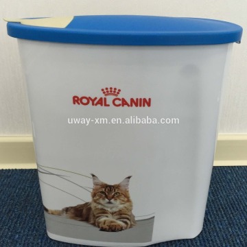 Customized printing 2kg plastic cat food bin, cat food box