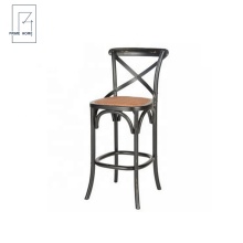 Vintage Industrial High Metal Bar Wood Barstool Design