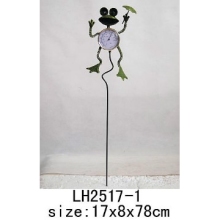 frog  garden stake with thermometer